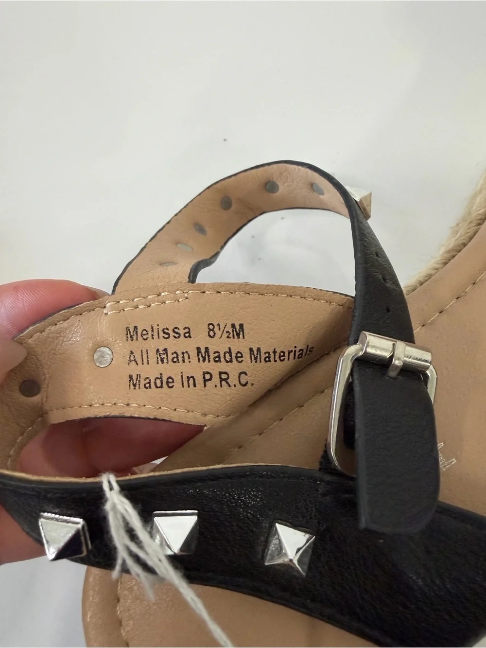 Cushionaire Melissa Women’s Black Studded Espadrille Platform Sandals. Size: 8.5